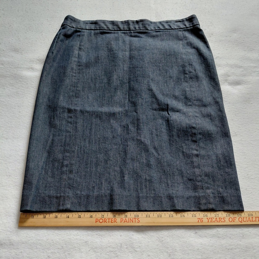 J Crew Denim Pencil Skirt Dark Wash Stretch Back Slit Knee Length Cotton NWT